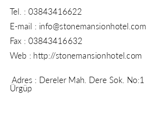 Stone Mansion Hotel iletiim bilgileri